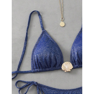 Đồ bơi nữ Vỏ kim loại Royal Blue Halter Hai mảnh Bikini Đồ bơi