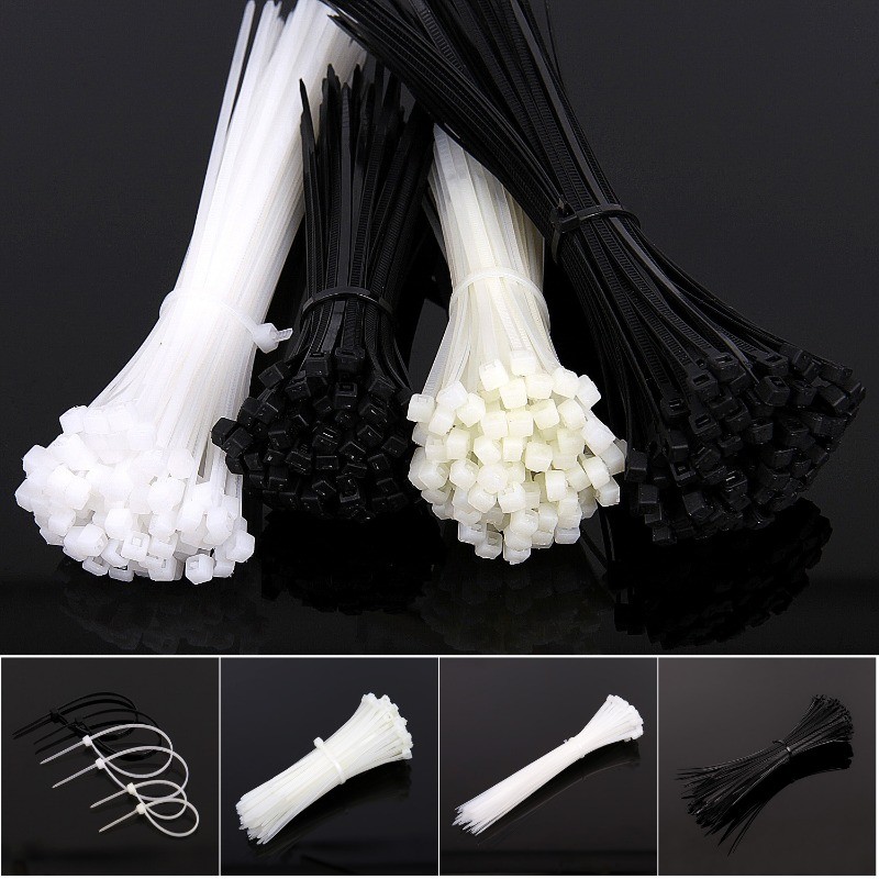 [Trang chủ] Dây buộc cáp Nylon chống gỉ có khóa an toàn, Dây buộc khóa kéo toàn thân 3x100mm & 3x150mm, 100 cái / túi đựng điện tử / Dây quấn cáp