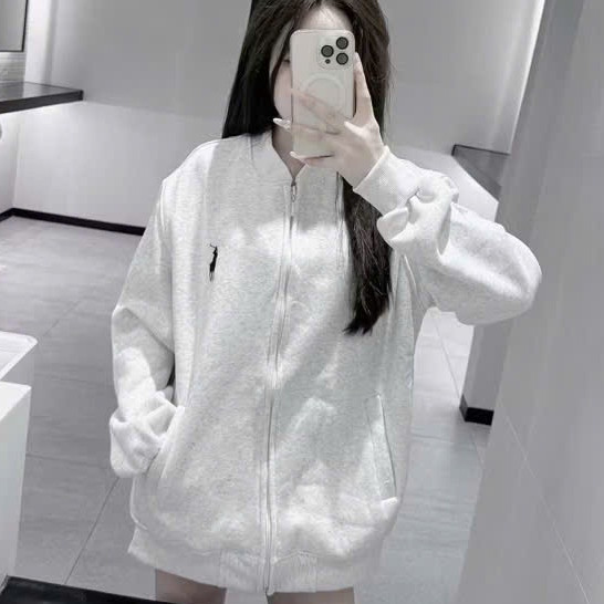 Áo Bomber Xám Nỉ Bông Thêu Ngựa KCloset Áo Khoác Nỉ Dày Dặn Dáng Rộng Nam Nữ NA641