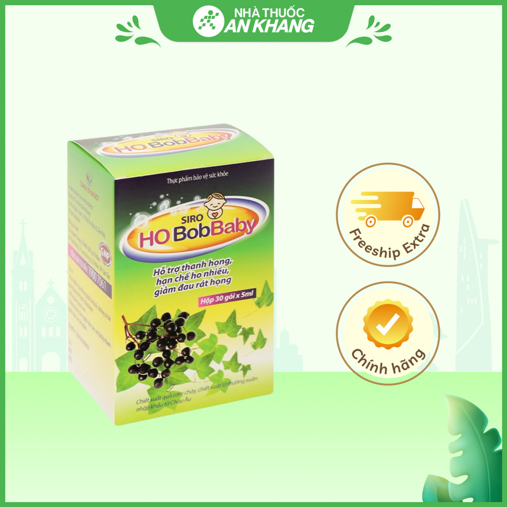 Siro Ho BobBaby hỗ trợ giảm ho, giảm đau rát họng hộp 30 gói x 5ml