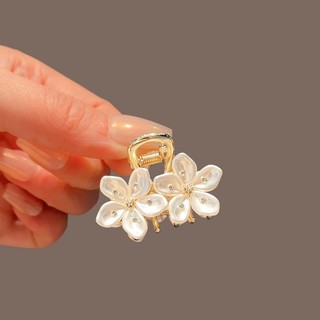 MAUROPOLI [Sẵn sàng] Kẹp tóc cô gái hoa đôi kim cương giả Xuân hè Kẹp tóc kim loại cao cấp Đầu sau Kẹp tóc nửa mảnh Mũ đội đầu Phụ kiện tóc