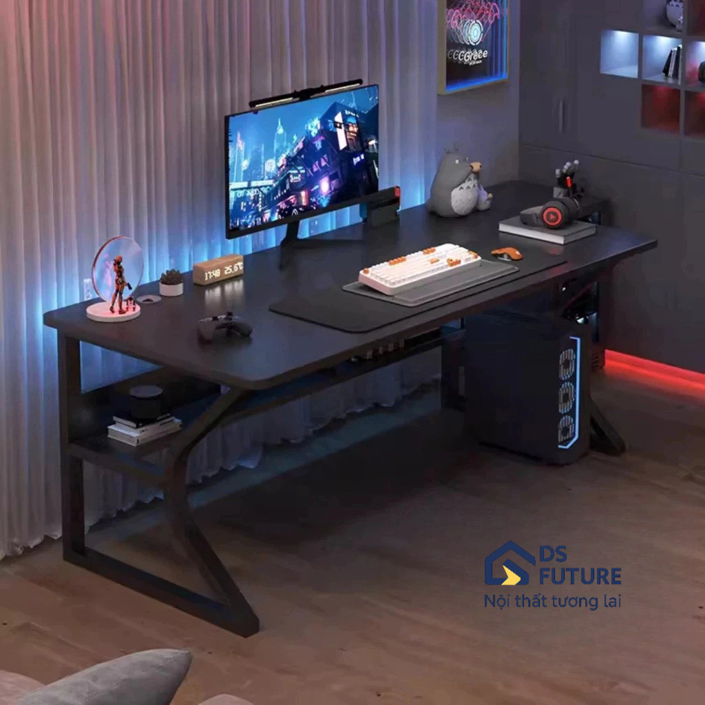 Bàn làm việc, bàn gaming chữ K - mặt bàn gỗ MDF bo góc - bàn có kệ lửng để đồ - chân sắt sơn tĩnh điện chịu tải 200kg | BigBuy360 - bigbuy360.vn