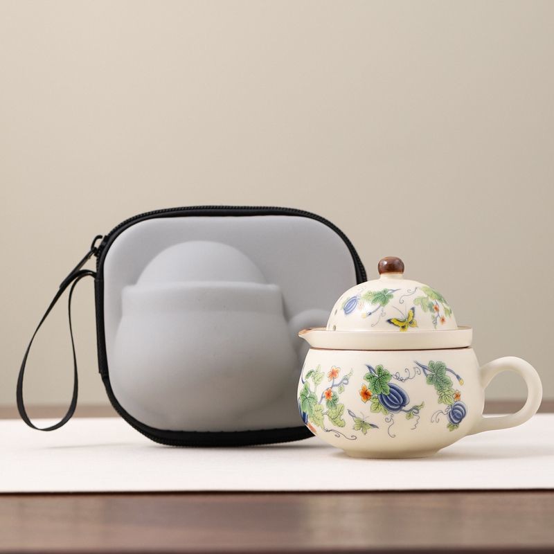 [Tách nước trà] Bộ trà du lịch Ru Kiln Cốc nhanh di động Tách nước trà Ấm trà Cốc nước văn phòng Máy pha trà ngoài trời Bộ trà gốm