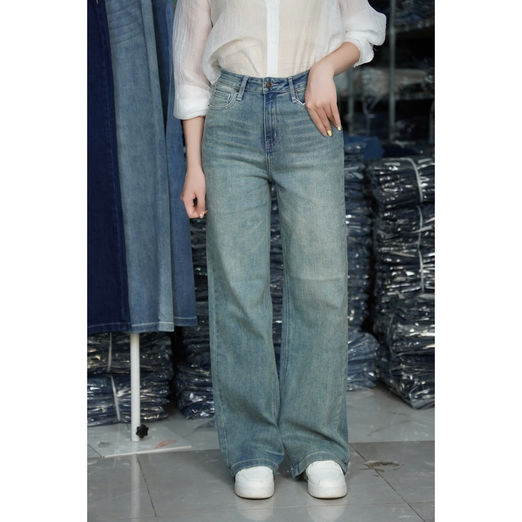Ảnh TTTHAO - Quần Jeans Suông Cao Cấp Siêu Mát Lưng Cao Dài 103cm J7 2