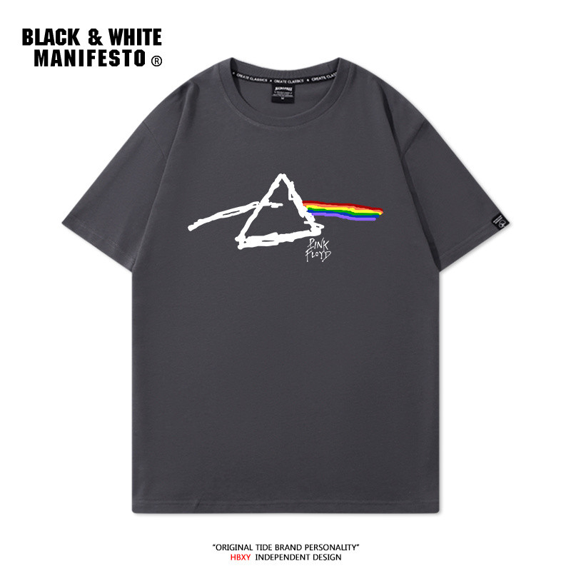 PinkFloyd PinkFloyd Áo thun ngắn tay Ping Floyd Rock Band Retro Loose Casual Nam Hợp thời trang