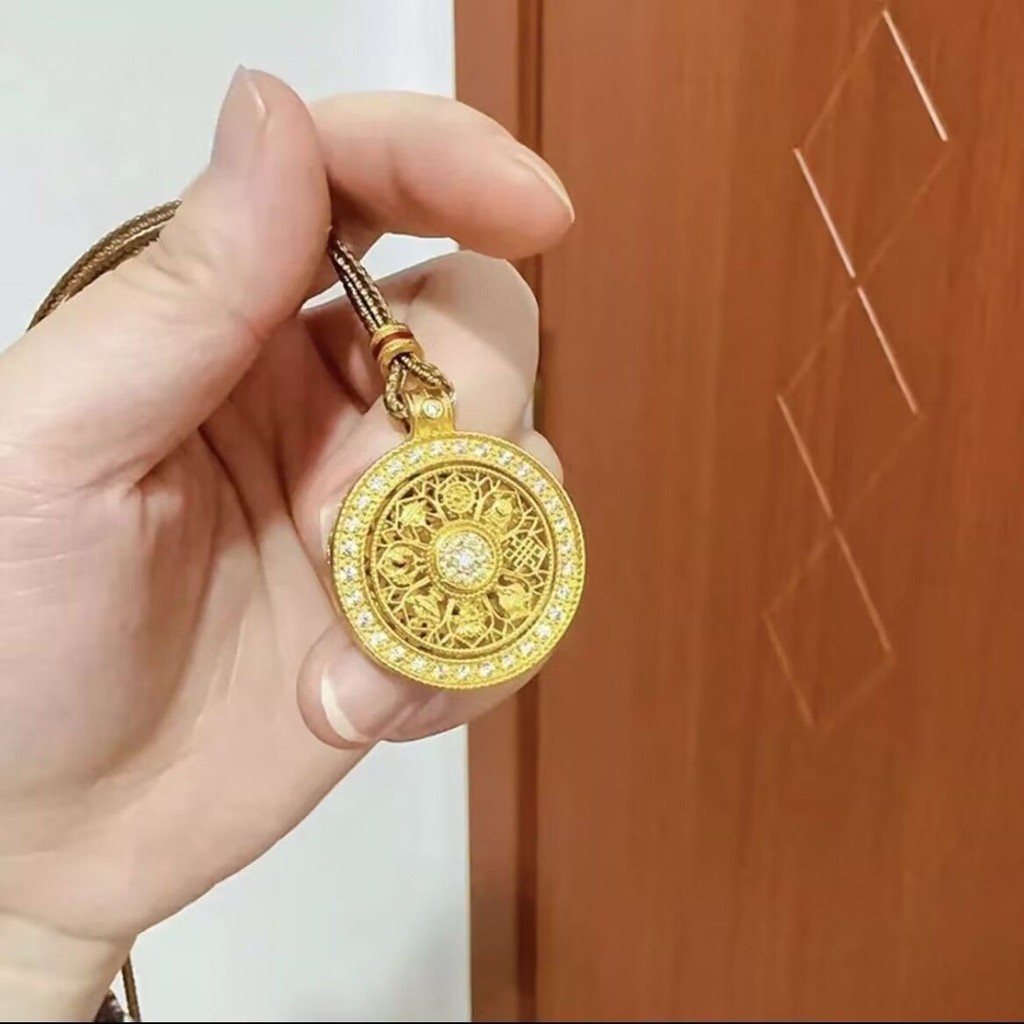 ✨Kết Cấu Nổi Bật Weixue Phương Pháp Cổ Đại Kim Cương Xoay Tám Kho Báu La Bàn Mặt Dây Chuyền Vòng Cổ Nữ Xoay La Bàn Tốt Lành Áo Len Dây Xích 25.4.25