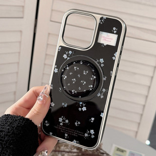 [Sheren] Ốp Điện Thoại Hoa Xanh Đen Từ Tính Thích Hợp Cho i16 15 14 13 12 11 pro max Vỏ Bảo Vệ Chống Sốc