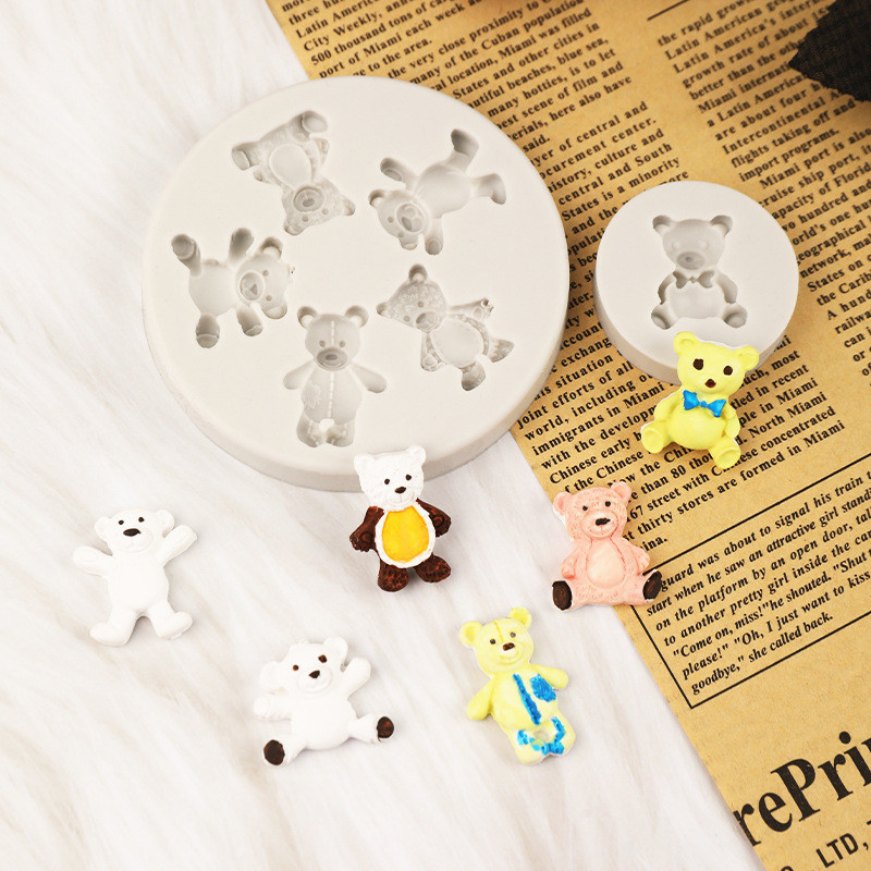Hoạt Hình Gấu Khuôn Silicon Món Tráng Miệng Bàn Khuôn Socola Trang Trí Bánh Dụng Cụ Nướng Bánh Fondant Bánh Epoxy Khuôn
