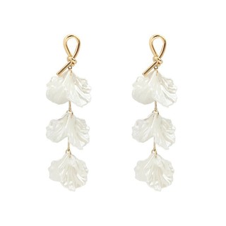 Hoa tai hoa vỏ sò mẫu dài đơn giản Kim bạc S925 hoa Tai Tua Rua Hoa vỏ sò khí chất dễ phối tươi mới cho nữ