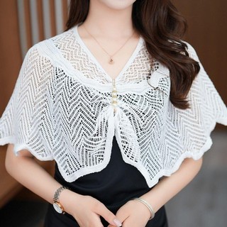 Khăn choàng và áo khoác mỏng NOOKSTORY, chất liệu vải tuyn ngắn thoáng khí, đa màu sắc dành cho nữ