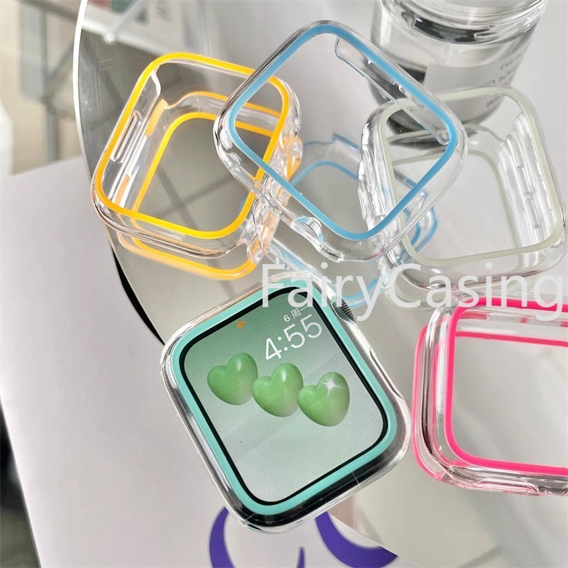 Vỏ Dạ Quang Cho Apple Watch 46mm 42mm series 10 Ultra 2 49mm 45mm 44mm 41mm 40mm Khung Bảo Vệ Ốp Lưng PC Cứng Cho iWatch 9 8 7 6 5 SE S11 Ốp Lưng Accessorie