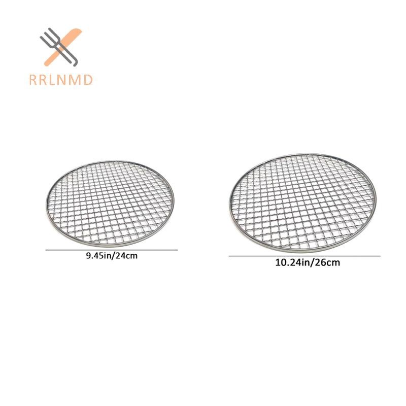 Rrlnmd 24 / 26CM Tròn Thép Không Gỉ Thịt Nướng Lưới BBQ Lưới Grate Lưới Cắm Trại Dã Ngoại Giá Đựng Thực Phẩm BBQ Nướng Dụng Cụ Nhà Bếp Phụ Kiện MỚI
