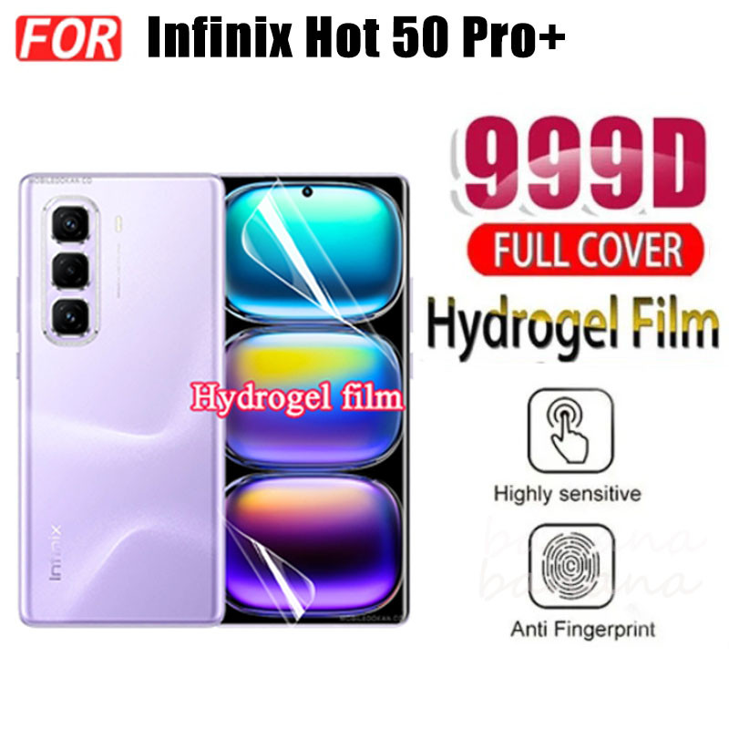 Ốp điện thoại trong suốt bằng silicon mềm TPU 3 trong 1 Infinix Hot 50 Pro + 4G có Camera bảo vệ mặt sau Infinix Note 40 Pro + Kính cường lực + Phim mặt sau