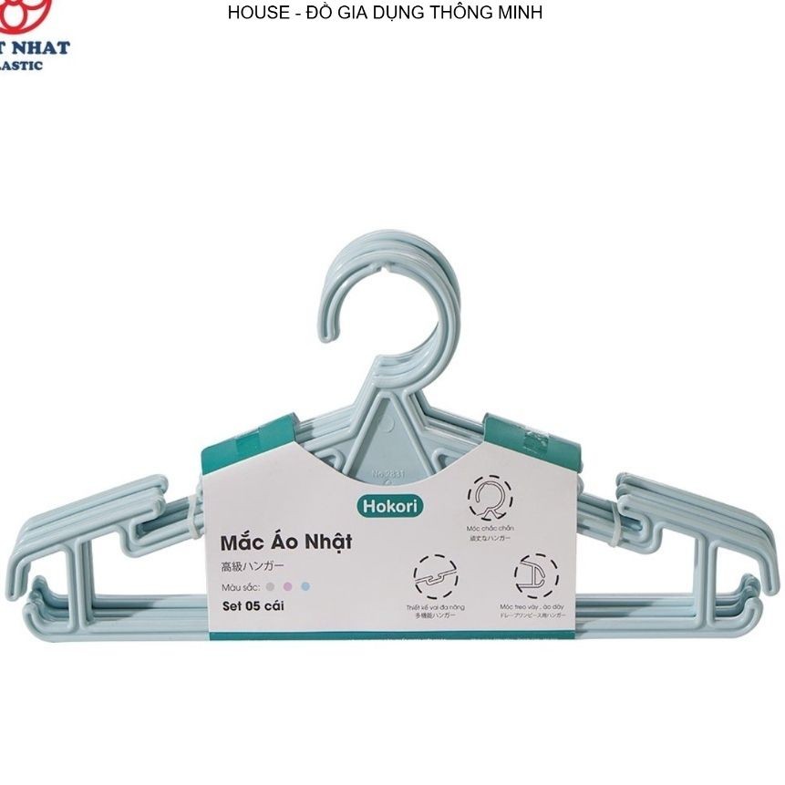 SET 5 Mắc Áo Nhật Hokori Dày Đẹp Giữ Form Quần Áo (mã 2831)