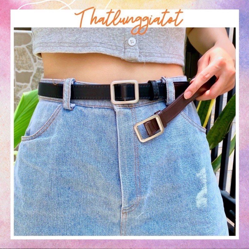 Thắt Lưng Nữ Hàng Cao Cấp, Dây Thắt Lưng Da Bản 2cm, Hai Màu Đen Nâu Sử Dụng Tiện Lợi