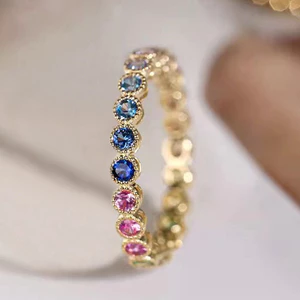 S925 Bạc Nhiều Màu Sắc Nhẫn Zircon Trang Sức Thời Trang Đơn Giản Quà Tặng Nữ