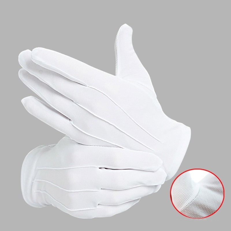Pealike Antislip Chấm Găng Tay Trắng Trang Trọng Tuxedo Diễu Hành Bảo Vệ Găng Tay Nghi Thức Găng Tay