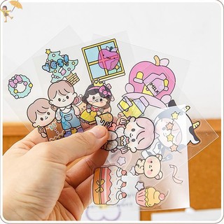 [Gou] 50 Miếng dán sổ cái dễ thương chống thấm nước PET không lặp đi lặp lại Nhãn dán không cắt cho học sinh và bé gái Nhãn dán Anime VN