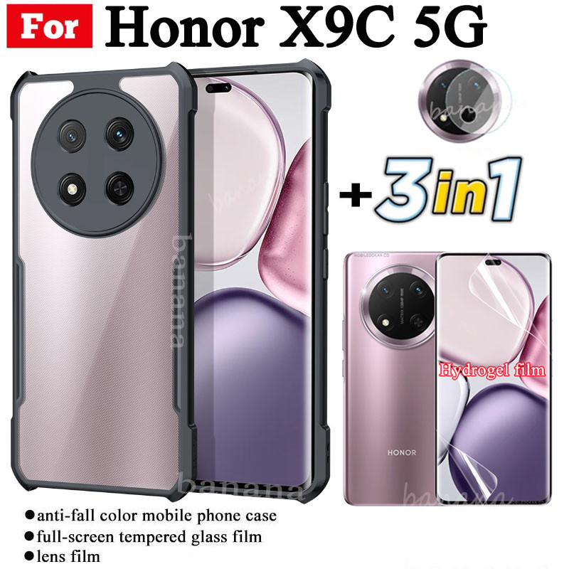 Ốp điện thoại di động chống rơi 3in1 Honor X9C cho Honor X9A X9B Phim kính cường lực + Phim ống kính