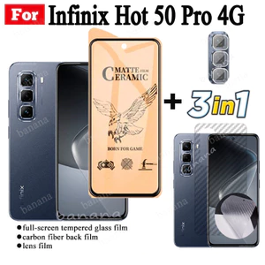 Kính cường lực gốm 3 TRONG 1 Infinix Hot 50 Pro cho Infinix Hot 50i 50 4G 50 5G Ống kính máy ảnh Kính bảo vệ màn hình và phim mặt sau