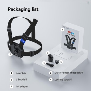 Telesin Camera Thể Thao Ngực Mount Harness Phát Hành Nhanh Dây Đeo Ngực Thay Thế Cho Hero 12 / 11 / 10 / 9 DJI OSMO Action Insta360 X4 / X3 Phụ Kiện Camera Hành Động