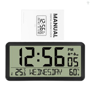 Đồng hồ báo thức kỹ thuật số LCD Bàn hoạt động bằng pin Đồng hồ nhỏ điện tử với nhiệt độ trong nhà Độ ẩm Ngày có đèn nền Chức năng báo thức cho phòng ngủ gia đình Bàn đầu giường