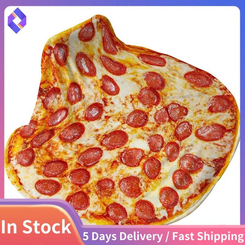 Chăn Pizza Pepperoni Khổng Lồ Chăn Mới Lạ 60 Inch Cho Người Lớn & Trẻ Em Tròn Trong Nhà, Ngoài Trời, Du Lịch, Gia Đình