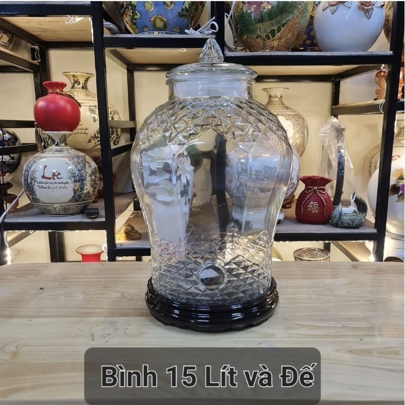 Bình Ngâm Rượu Kim Cương Thủy Tinh 6L Không Vòi