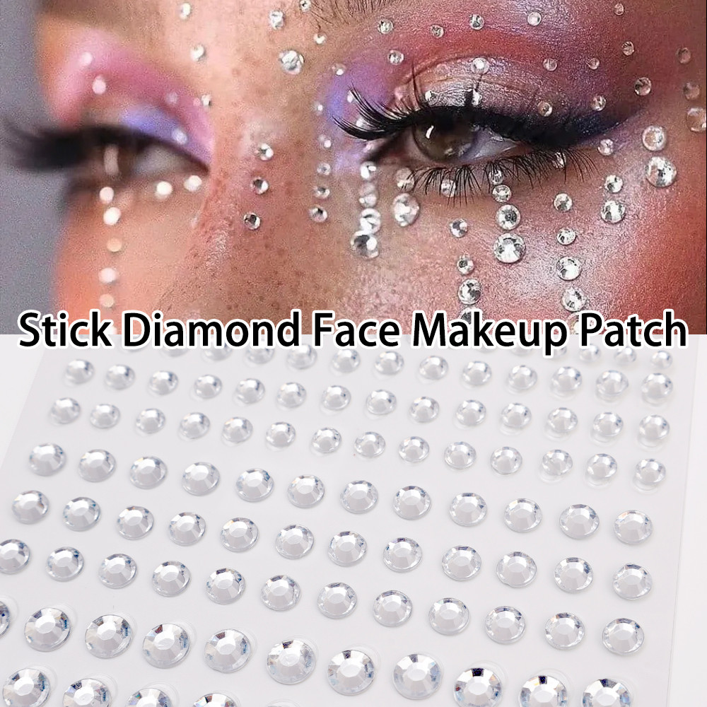 Trang sức mặt Nhãn dán kim cương giả 3D - Nhãn dán hình xăm dùng một lần DIY Eyes Face Body Crystal Trang trí nghệ thuật