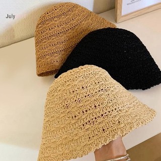 Julyhot Đi Biển Mũ Rơm Hàn Quốc Mùa Hè Nữ Tấm Che Thoáng Khí Sang Trọng Xô Mũ Người Cá Dệt Tay Cô Gái Câu Cá Mũ Chống Nắng Cho Nữ Massivedeals