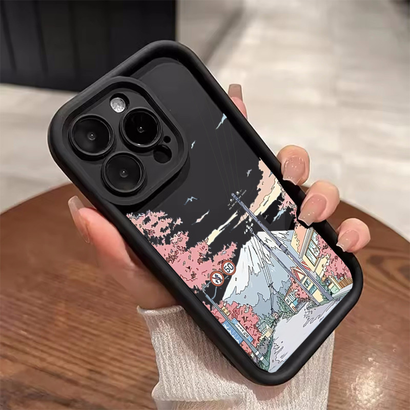 Ốp Điện Thoại Cho Iphone 16e 16 Pro Max 15 14 13 12 11 Pro Max 7 8 Plus 12 13 Mini Điện Thoại Di Động Sang Trọng Suzume Anime Nhật Bản Phong Cảnh Silicon Bảo Vệ Camera