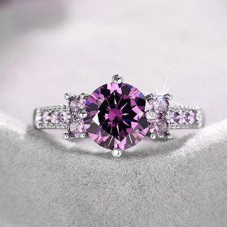 S925 Sterling Bạc Tím Zircon Nhẫn Trang Sức Thời Trang Đơn Giản Quà Tặng Nữ