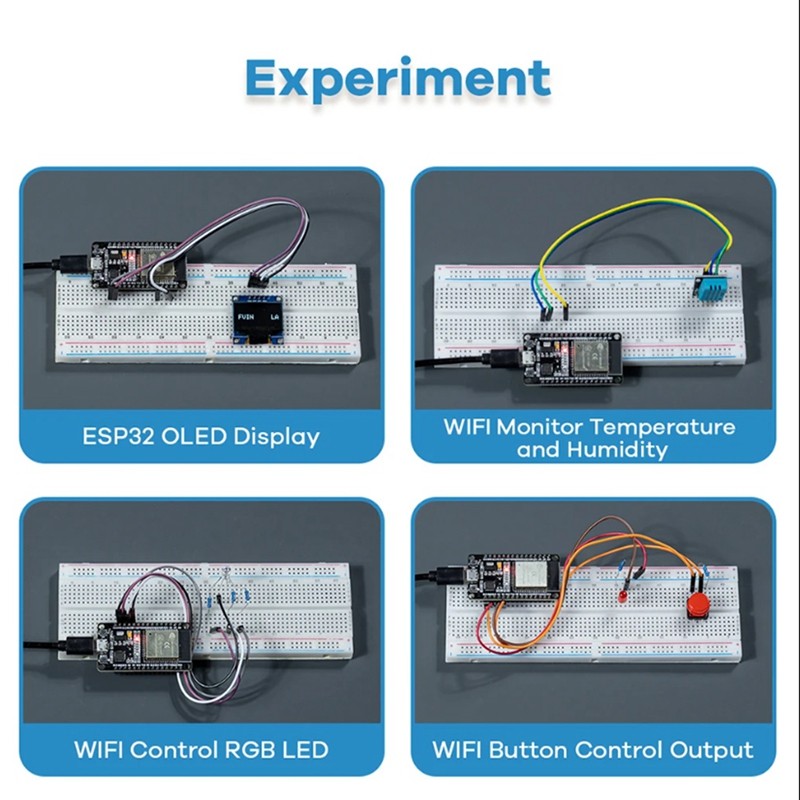 Bộ ESP32 ESP-32S WIFI I OT Ban Phát Triển Cho Dự Án Học Bộ Cơ Bản Với Hướng Dẫn DIY Kit