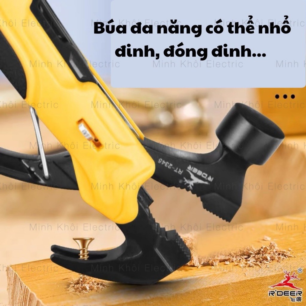 Búa đa năng Rdeer cao cấp RT-2345,búa rìu kìm đa năng hỗ trợ thoát hiểm,cứu hộ,picnic,sinh tồn,búa nhổ đinh, búa thép