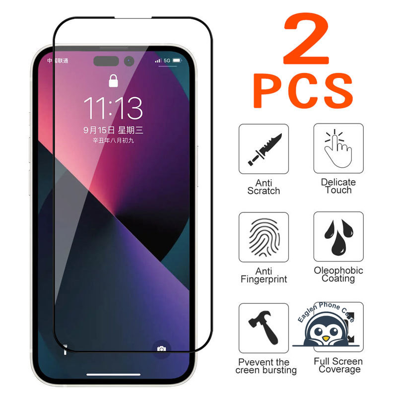2 Chiếc Full Kính Cường Lực Cho iPhone 17 Pro Max Air 16E 16 Pro Max 15 14 13 12 Mini 11 Pro Max XR XS Max X 8 7 6s Plus Kính Bảo Vệ Màn Hình