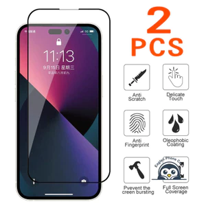 2 Chiếc Full Kính Cường Lực Cho iPhone 17 Pro Max Air 16E 16 Pro Max 15 14 13 12 Mini 11 Pro Max XR XS Max X 8 7 6s Plus Kính Bảo Vệ Màn Hình