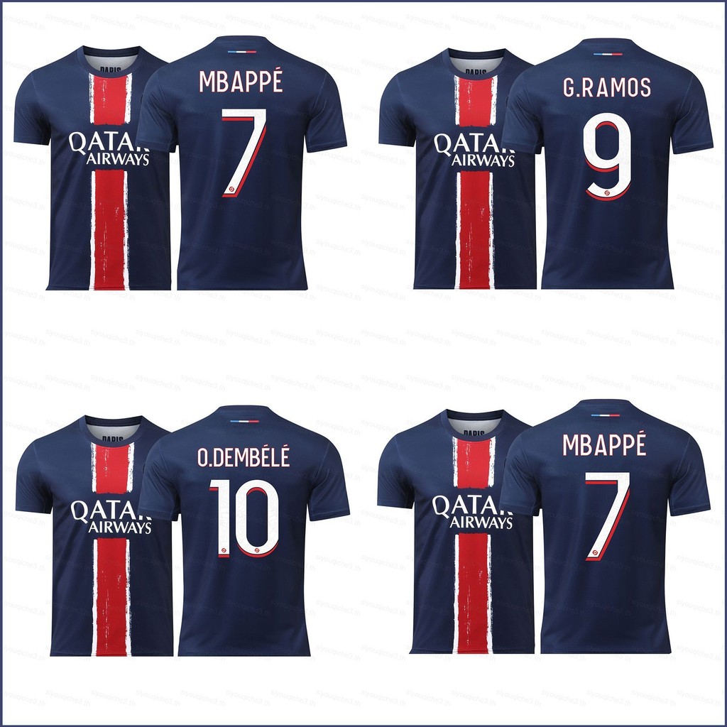 SY3 2024-2025 PSG Mbappe G Ramos O Dembele Jersey Áo thun thể thao bóng đá Trẻ em Người lớn Plus Kích thước YS3