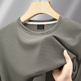Plus Size Nam lce Lụa Tay Ngắn Cổ Tròn Nửa Tay Oversize Áo Phông Màu Trơn