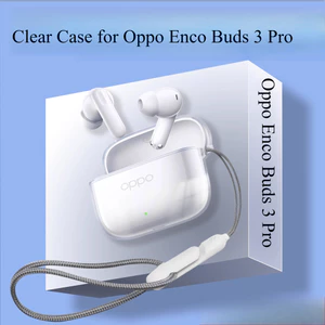 Vỏ bảo vệ mềm trong suốt chống sốc cho OPPO Enco Buds 3 Pro, kèm dây đeo chống mất, phù hợp tai nghe nhét tai