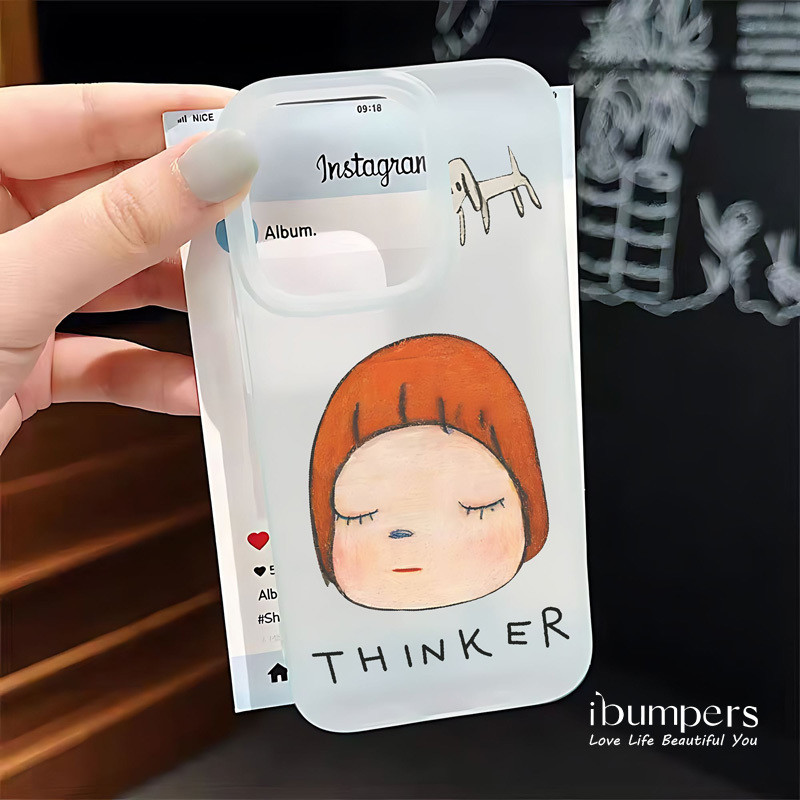 ibumpers Ốp Lưng IPhone Họa Tiết Hoạt Hình Nghệ Thuật Đơn Giản Ốp Điện Thoại Trong Suốt Nhám Mờ TPU Mỏng Chống Sốc Chống Bẩn Cho IPhone 16 15 14 12 13 11 Pro Max IP 7 8 Plus X XS XR