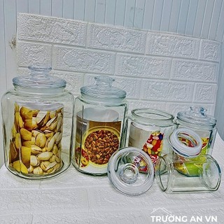 Hũ Lục Giác Thủy Tinh Dày Đẹp Có Nắp Đậy Kín Dung Tích 550, 990, 1500, 2000ml - Hũ Đựng Thực Phẩm - Trường An VN