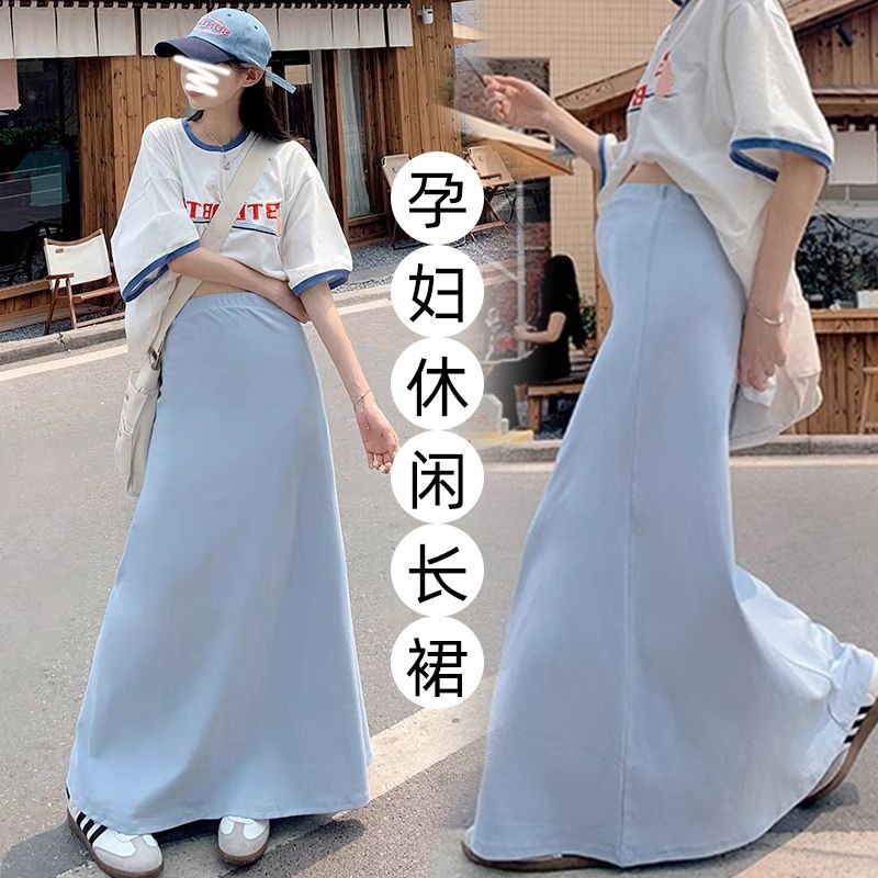 Váy bà bầu mùa hè Sản phẩm mới co giãn có thể điều chỉnh Drape Feel Váy dài ôm hông