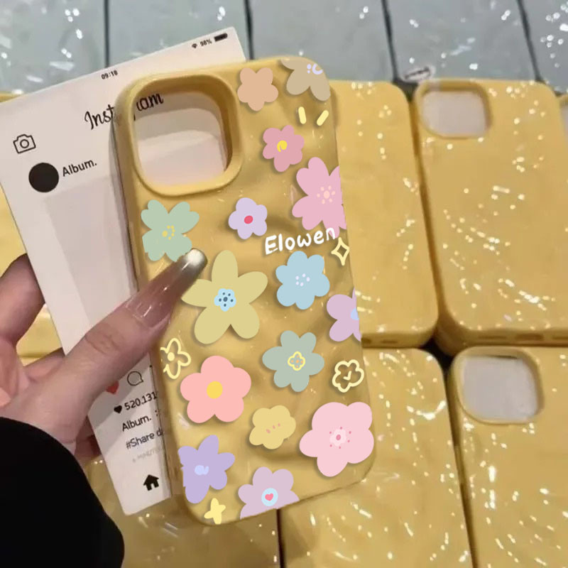 Ốp Điện Thoại Cho iPhone 16 15 11 12 13 14 Pro Max 14 15 Plus Nhiều Màu Sắc Hoa Gấp Họa Tiết Mềm Chống Sốc Silicon Kẹo Màu