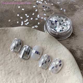 [Beautifulhome] 1 Bình Vuông Bạc Móng Tay Lấp Lánh Trang Sức Tối Giản Và Lấp Lánh Phong Cách Ánh Sáng Mặc Giáp Vật Liệu Trang Trí [Làm Đẹp]