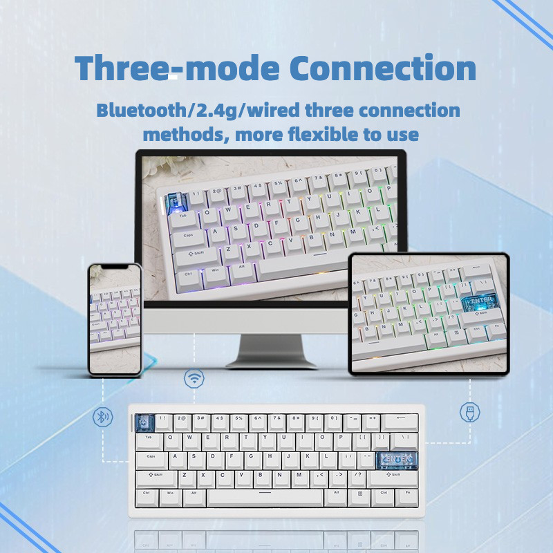 Hàng mới về!Bàn phím cơ ba chế độ CIDOO QK61 V2 VIA / QMK Đèn nền Bluetooth RGB 2.4g, có thể gập lại nóng | BigBuy360 - bigbuy360.vn