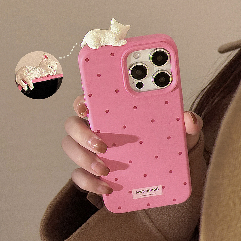 Ốp Điện Thoại Búp Bê Mèo Nằm Lập Thể Cho iPhone 17 Pro Max 16 Plus 15 14 13 12 Pro Max Bảo Vệ Toàn Diện Chống Sốc Bảo Vệ Vỏ Mềm