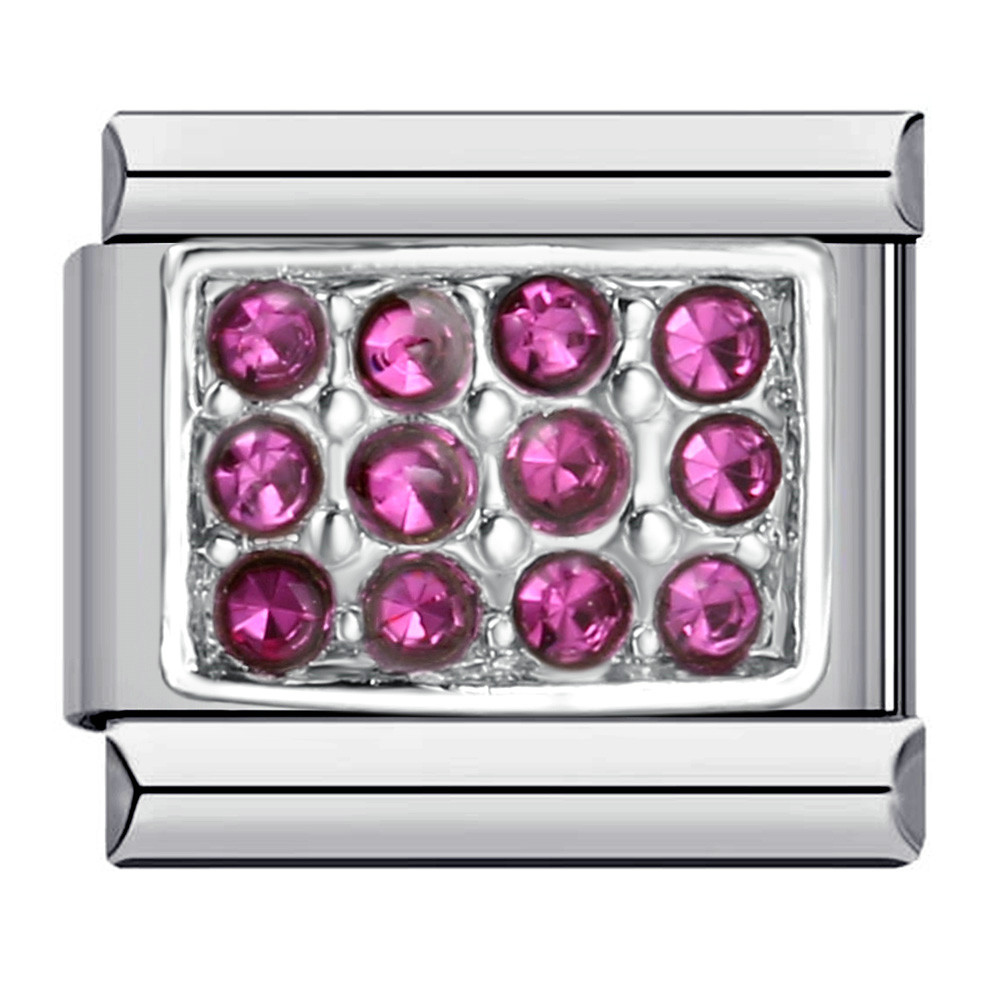 Kim cương Studded Vuông Thép không gỉ DIY Mô-đun Ý Vòng tay Vòng tay quyến rũ Ý