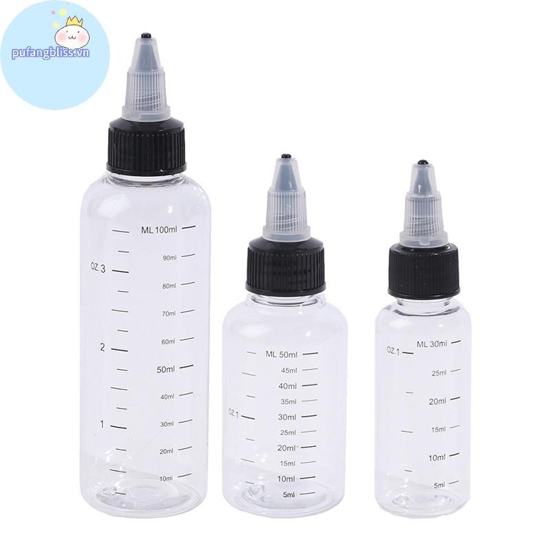 Pufangbliss 30ml-250ml Nhựa PET Dung Tích Lỏng Chai Nhỏ Giọt Sắc Tố Hộp Mực VN