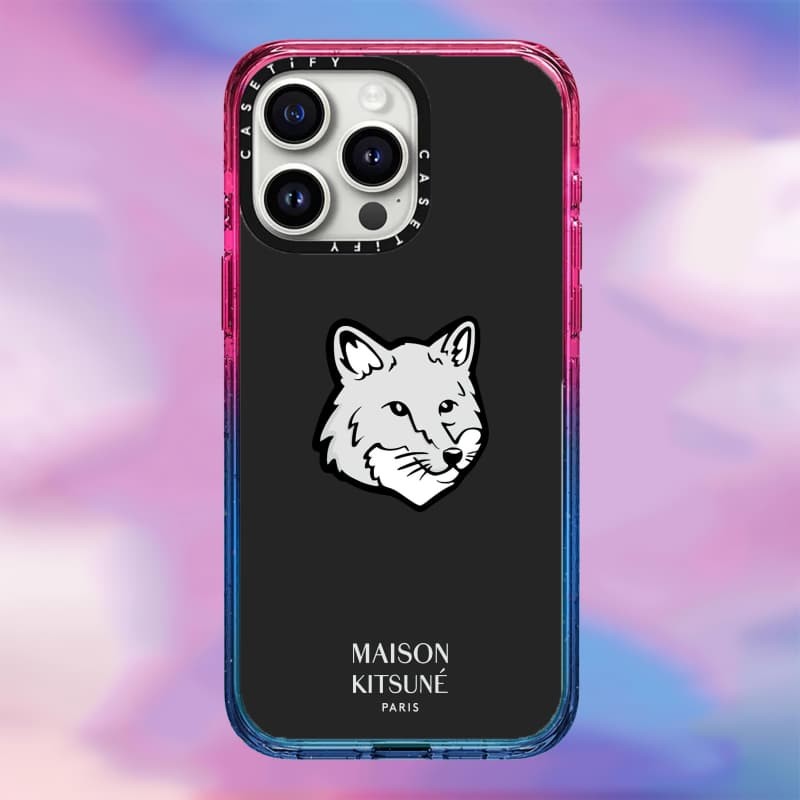 Casetify X Maison Kitsuné Đen Ốp Lưng Acrylic Cứng Hút Từ Tính Cho Apple IPhone 12 13 14 15 16 Pro Max Plus Có Hộp