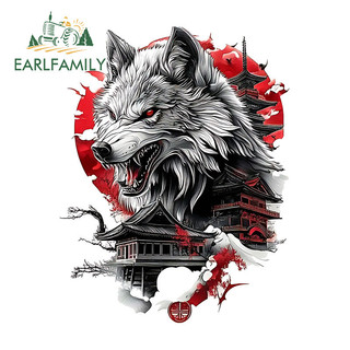 EARLFAMILY 13cm Nhật Bản Sói Hoạt Hình Graffiti Xe Dán Chống Thấm Nước Chống Trầy Xước Vinyl Đề Can Thích Hợp Cho Mọi Bề Mặt Sạch Bằng Và Mịn